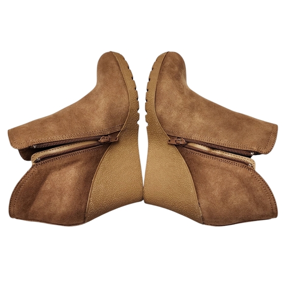 Mia Wedge Ankle Booties Tan Faux Suede Size 7.5 - Picture 8 of 14